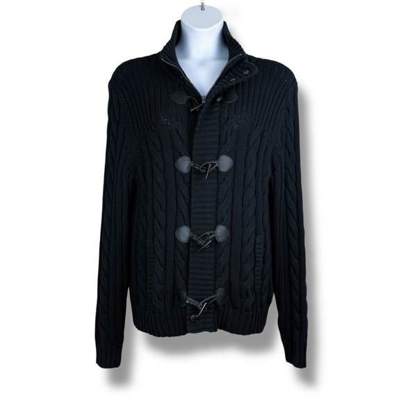 Express Toggle Front Cable Knit Black Cardigan Sweater XL - Winter, Cozy, Casual - Picture 1 of 13